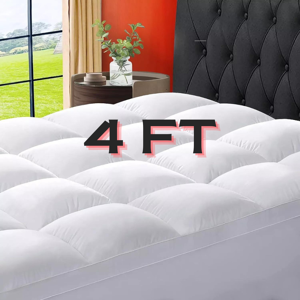 A & B Traders (Small Double) Mattress Topper 4 inch Deep Thick Quilted Fluffy A & B Traders (Small Double) Mattress Topper 4 inch Deep Thick Quilted Fluffy