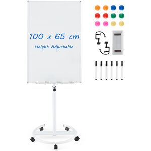 Costway 100 cm x 65 cm Magnetic White board W/ Adjustable Height & Wheels Costway 100 cm x 65 cm Magnetic White board W/ Adjustable Height & Wheels