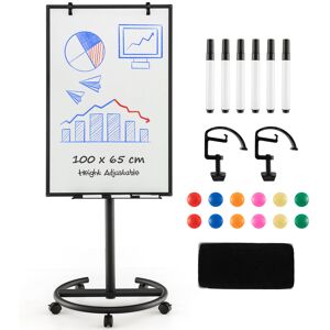 Costway 100 cm x 65 cm Magnetic White board W/ Adjustable Height & Wheels Costway 100 cm x 65 cm Magnetic White board W/ Adjustable Height & Wheels