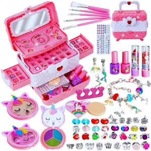 Lubibi 2-in-1 Kids Makeup and Bracelet Making Kit - Washable Non-Toxic Play Make Lubibi 2-in-1 Kids Makeup and Bracelet Making Kit - Washable Non-Toxic Play Make