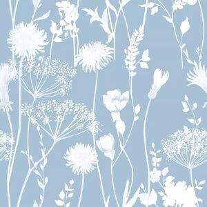 Catherine Lansfield Meadowsweet Floral Blue Wallpaper Flowers Feature Wall Catherine Lansfield Meadowsweet Floral Blue Wallpaper Flowers Feature Wall