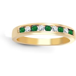 (M) Jewelco London 9ct Yellow Gold Channel Set J SI 0.14ct Diamond and Green 0.2 (M) Jewelco London 9ct Yellow Gold Channel Set J SI 0.14ct Diamond and Green 0.2
