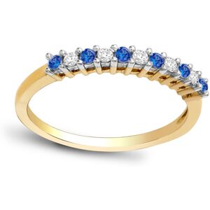 (T) Jewelco London 9ct Yellow Gold 4 Claw Set H I1 0.1ct Diamond and Blue 0.15ct (T) Jewelco London 9ct Yellow Gold 4 Claw Set H I1 0.1ct Diamond and Blue 0.15ct