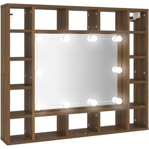 (Brown oak) vidaXL Mirror Cabinet with LED Cosmetic Mirror Cabinet Bedroom Stora (Brown oak) vidaXL Mirror Cabinet with LED Cosmetic Mirror Cabinet Bedroom Stora