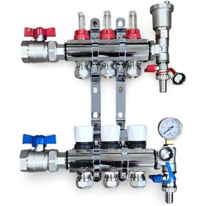 Wärmer System (Normal Set of 2, 16mm x 3/4'') 3 Port Underfloor Heating Manifold with Pipe Co Wärmer System (Normal Set of 2, 16mm x 3/4'') 3 Port Underfloor Heating Manifold with Pipe Co