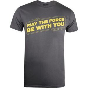 (L, Charcoal/Yellow) Star Wars Mens May The Force Be With You T-Shirt (L, Charcoal/Yellow) Star Wars Mens May The Force Be With You T-Shirt