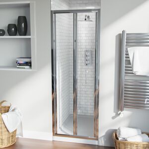 Nes Home Bi-Fold Folding 700 mm Glass Door with Frameless 800 mm Side Panel Nes Home Bi-Fold Folding 700 mm Glass Door with Frameless 800 mm Side Panel