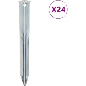 vidaXL Tent Pegs - 24 pcs, 17 cm, Galvanised Steel - Tent Type vidaXL Tent Pegs - 24 pcs, 17 cm, Galvanised Steel - Tent Type