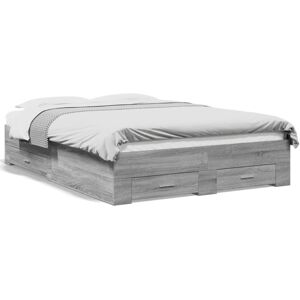 (grey sonoma, 135 x 190 cm) vidaXL Bed Frame with Drawers Bed Base Grey Sonoma 1 (grey sonoma, 135 x 190 cm) vidaXL Bed Frame with Drawers Bed Base Grey Sonoma 1