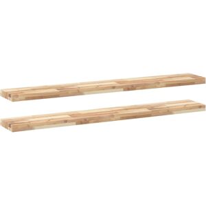 vidaXL Natural Wooden Floating Shelves 2pcs 140x20x4cm - Wall Storage vidaXL Natural Wooden Floating Shelves 2pcs 140x20x4cm - Wall Storage