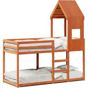 (wax brown, 75 x 190 cm) vidaXL Bunk Bed with Roof Children Bed Frame White 75x1 (wax brown, 75 x 190 cm) vidaXL Bunk Bed with Roof Children Bed Frame White 75x1