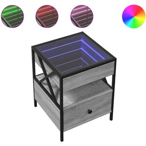 (grey sonoma) vidaXL Bedside Table with Infinity LED Nightstand Bed Side Table G (grey sonoma) vidaXL Bedside Table with Infinity LED Nightstand Bed Side Table G
