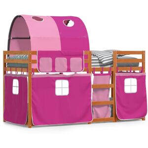 (light brown and pink, 75 x 190 cm) vidaXL Bunk Bed with Curtains Kids Twin Slee (light brown and pink, 75 x 190 cm) vidaXL Bunk Bed with Curtains Kids Twin Slee