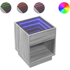 (grey sonoma, 40 x 40 x 50 cm) vidaXL Bedside Table with Infinity LED Nightstand (grey sonoma, 40 x 40 x 50 cm) vidaXL Bedside Table with Infinity LED Nightstand