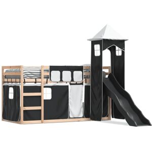 vidaXL Bunk Bed with Slide and Curtains - Kids Twin Sleeper - 80x200 cm - bunk bed vidaXL Bunk Bed with Slide and Curtains - Kids Twin Sleeper - 80x200 cm - bunk bed