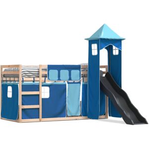 vidaXL Bunk Bed with Slide and Curtains - Blue 80x200 cm - Childrens Twin Sleeper vidaXL Bunk Bed with Slide and Curtains - Blue 80x200 cm - Childrens Twin Sleeper