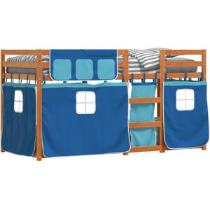 (light brown and blue, 80 x 200 cm) vidaXL Bunk Bed with Curtains Kids Twin Slee (light brown and blue, 80 x 200 cm) vidaXL Bunk Bed with Curtains Kids Twin Slee