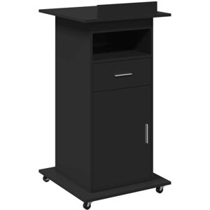 (black) vidaXL Lectern with Wheels and Drawer Pulpit Podium Stand Engineered Woo (black) vidaXL Lectern with Wheels and Drawer Pulpit Podium Stand Engineered Woo