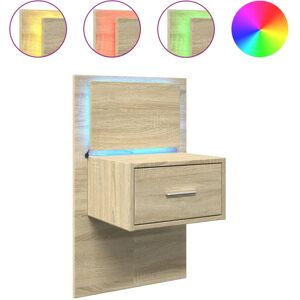 (sonoma oak, 1 pcs) vidaXL Wall-mounted Bedside Cabinet with LED Lights Bed Tabl (sonoma oak, 1 pcs) vidaXL Wall-mounted Bedside Cabinet with LED Lights Bed Tabl