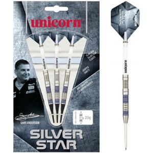 (21g, Silver/Grey) Unicorn Gary Anderson Silver Star Tungsten Darts Set (Pack of (21g, Silver/Grey) Unicorn Gary Anderson Silver Star Tungsten Darts Set (Pack of