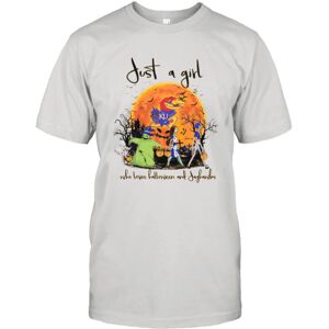 Gildan (S) Just a girl who loves Halloween and Kansas Jayhawks shirt Gildan (S) Just a girl who loves Halloween and Kansas Jayhawks shirt