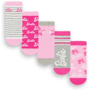 (9-12 UK Child) Barbie Calf Socks Set of 5 (Girls Multicoloured) (9-12 UK Child) Barbie Calf Socks Set of 5 (Girls Multicoloured)