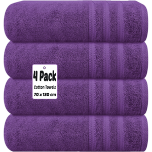 Trading Advance (Purple) 4 X Luxury Bath Towels 100% Egyptian Cotton Large Size Big Bathroom Tow Trading Advance (Purple) 4 X Luxury Bath Towels 100% Egyptian Cotton Large Size Big Bathroom Tow