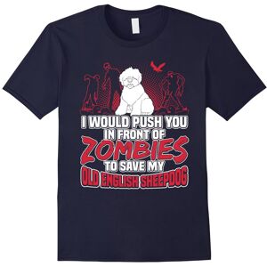 Gildan (L) Old English Sheepdog and Zombies Halloween Gifts T Shirt-Father's Day Gildan (L) Old English Sheepdog and Zombies Halloween Gifts T Shirt-Father's Day