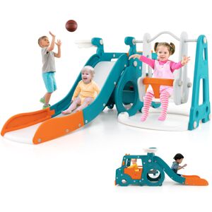 Costway 5-in-1 Kids Slide & Swing Playset w/ Basketball Hoop for 18 + Months Costway 5-in-1 Kids Slide & Swing Playset w/ Basketball Hoop for 18 + Months
