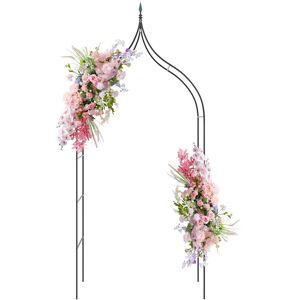 Costway Garden Arbor Garden Trellis Metal Pergola with Side Crossbars Black Costway Garden Arbor Garden Trellis Metal Pergola with Side Crossbars Black