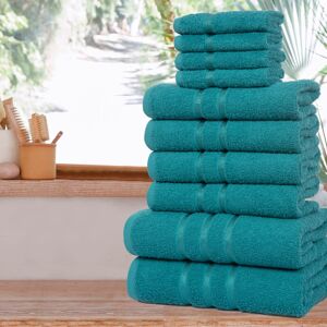 Zimel Homes (Teal) 10-Piece Towels Bale Set for Bathroom, 100% Combed Cotton, 4x Face 4x Han Zimel Homes (Teal) 10-Piece Towels Bale Set for Bathroom, 100% Combed Cotton, 4x Face 4x Han