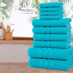 Zimel Homes (Aqua) 10-Piece Towels Bale Set for Bathroom, 100% Combed Cotton, 4x Face 4x Han Zimel Homes (Aqua) 10-Piece Towels Bale Set for Bathroom, 100% Combed Cotton, 4x Face 4x Han