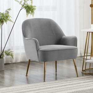 Living And Home (Grey) Modern Upholstered Armchair Relaxer Chair with Gold Plated Feet Living And Home (Grey) Modern Upholstered Armchair Relaxer Chair with Gold Plated Feet