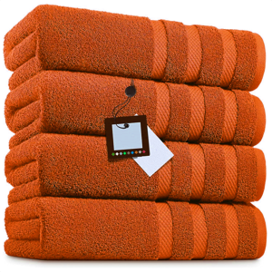 Textile Do (Orange) 4 X Big Super Jumbo Bath Sheets Towels Pure Egyptian Cotton Soft XL Bat Textile Do (Orange) 4 X Big Super Jumbo Bath Sheets Towels Pure Egyptian Cotton Soft XL Bat