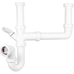 SPARES2GO Double Bowl Sink Waste Kitchen Washing Machine Dishwasher P Trap Kit (40mm / 1.5 SPARES2GO Double Bowl Sink Waste Kitchen Washing Machine Dishwasher P Trap Kit (40mm / 1.5
