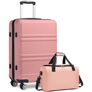 KONO (Pink, 24''+travel bag) 1 or 3 Classic Hard Shell Suitcase With a Travel Bag KONO (Pink, 24''+travel bag) 1 or 3 Classic Hard Shell Suitcase With a Travel Bag