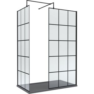 Balterley 8mm Glass Walk In Wetroom Screens with Matt Black Framed Design and Slate Grey S Balterley 8mm Glass Walk In Wetroom Screens with Matt Black Framed Design and Slate Grey S