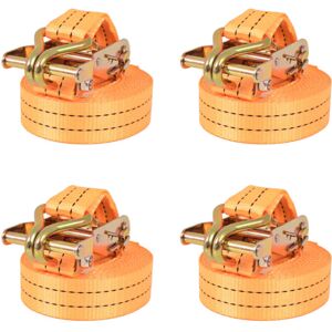 (orange, 6 m x 38 mm/ 4 pcs) vidaXL 10x/4x Ratchet Tie Down Straps 4 Tonnes Tool (orange, 6 m x 38 mm/ 4 pcs) vidaXL 10x/4x Ratchet Tie Down Straps 4 Tonnes Tool