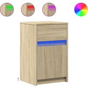 (sonoma oak, 2 pcs) vidaXL Bedside Cabinet with LED Lights Nightstand Engineered (sonoma oak, 2 pcs) vidaXL Bedside Cabinet with LED Lights Nightstand Engineered