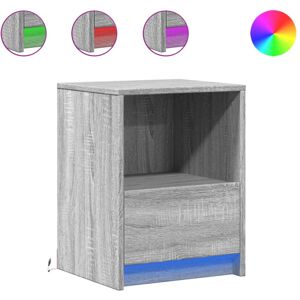 (grey sonoma, 2 pcs) vidaXL Bedside Cabinet with LED Lights Bed Table Engineered (grey sonoma, 2 pcs) vidaXL Bedside Cabinet with LED Lights Bed Table Engineered