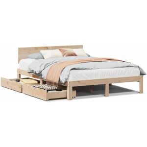 (natural, 140 x 190 cm) vidaXL Bed Frame with Drawers Bed Base Solid Wood Pine (natural, 140 x 190 cm) vidaXL Bed Frame with Drawers Bed Base Solid Wood Pine
