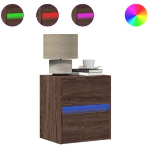 (brown oak, 2 pcs) vidaXL Wall-mounted Bedside Cabinet with LED Lights Bed Cabin (brown oak, 2 pcs) vidaXL Wall-mounted Bedside Cabinet with LED Lights Bed Cabin