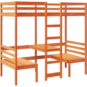 (wax brown, 75 x 190 cm) vidaXL Loft Bed Frame with Desk and Chairs Children's B (wax brown, 75 x 190 cm) vidaXL Loft Bed Frame with Desk and Chairs Children's B