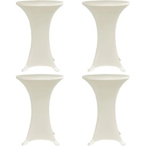 vidaXL 4x Adjustable Table Cover Ø70cm Cream Stretch Party Slipcovers vidaXL 4x Adjustable Table Cover Ø70cm Cream Stretch Party Slipcovers