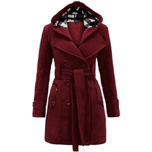 Unbranded (Dark Red, XL) Hooded Check Women Belted Winter Duffle Coat Long Buttoned Fleece Unbranded (Dark Red, XL) Hooded Check Women Belted Winter Duffle Coat Long Buttoned Fleece