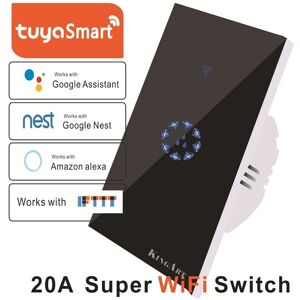 GreenZech (Black) Smart WIFI Touch Wall Switch Panel EU Standard Remote 20A Control Works GreenZech (Black) Smart WIFI Touch Wall Switch Panel EU Standard Remote 20A Control Works