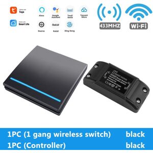 GreenZech (Black-1Gang-1Controller) Smart Tuya WiFi Light Switch With RF 433Mhz Remote Con GreenZech (Black-1Gang-1Controller) Smart Tuya WiFi Light Switch With RF 433Mhz Remote Con