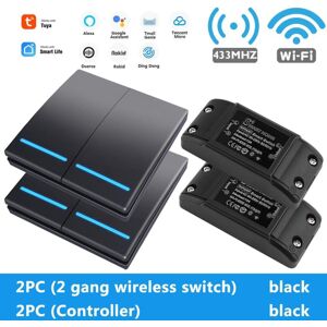 GreenZech (2Black-1Gang-1Controller) Smart Tuya WiFi Light Switch With RF 433Mhz Remote Co GreenZech (2Black-1Gang-1Controller) Smart Tuya WiFi Light Switch With RF 433Mhz Remote Co