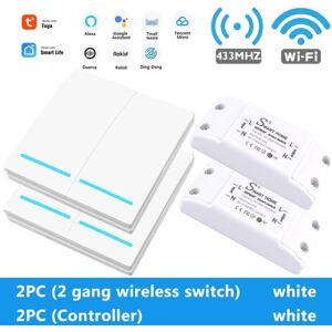 GreenZech (2White-2Gang-2Controller) Smart Tuya WiFi Light Switch With RF 433Mhz Remote Co GreenZech (2White-2Gang-2Controller) Smart Tuya WiFi Light Switch With RF 433Mhz Remote Co