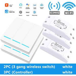 GreenZech (2White-3Gang-3Controller) Smart Tuya WiFi Light Switch With RF 433Mhz Remote Co GreenZech (2White-3Gang-3Controller) Smart Tuya WiFi Light Switch With RF 433Mhz Remote Co